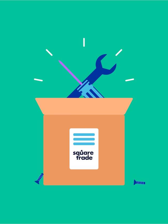 Schraubenschl&uuml;ssel und Schraubendreher, die aus einem Paket hervorschauen, um das Einsenden deines Ger&auml;ts zur Reparatur darzustellen.